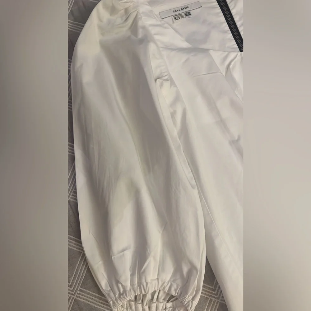 Zara White Blouse with Puff Sleeves